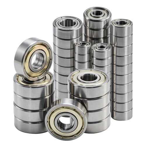 60Pcs Carbon Steel Ball Bearings Assortment Kit, Deep Groove Bearings 693ZZ, 623ZZ, 624ZZ, 685ZZ, 687ZZ, 627ZZ, Suitable for Small Machinery Applications