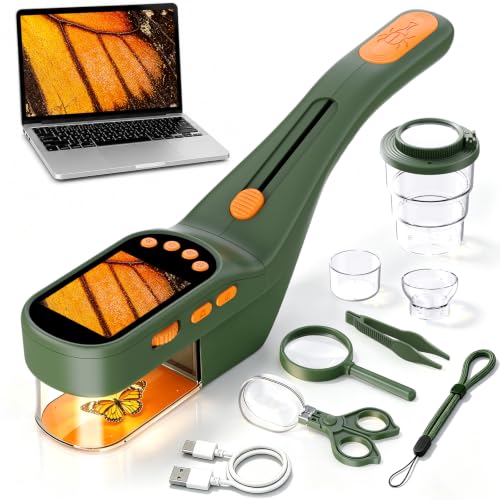 Bug Catcher Kit for Kids, Handheld Microscope for Kids with Screen - color: Green