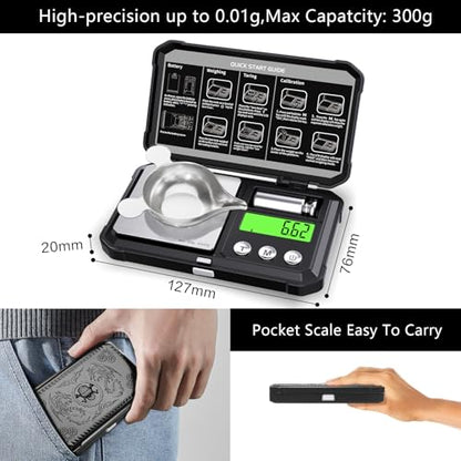 GRAM PRES Digital Pocket Gram Scale 300g x 0.01g Accuracy， Jewelry Scale