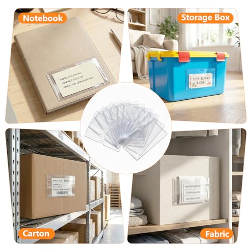 TOTiyea Clear Adhesive Pockets 50 Pack 3"×5",Strong Adhesive Backing - size: 3'' x 5'', style: 50 Pack