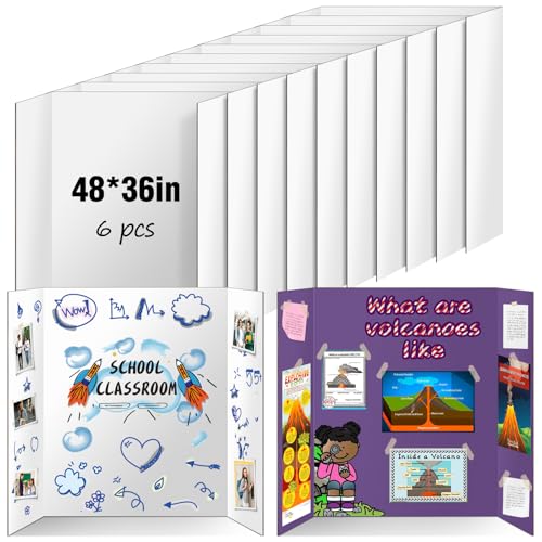 IKAYAS 6 Pack Trifold Poster Board 36" X 48" Double Sided Display Board - size: 6 Pack