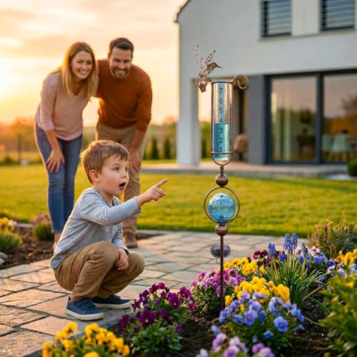 MUMTOP 36 Inch Hummingbird Rain Gauge for Outdoor, Lawn, Yard and Garden - color: Hummingbird