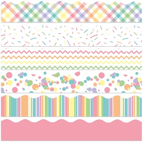 Containlol 118ft Bulletin Board Border Classroom Border, Macaron Pastel - style: Macaron Pastel