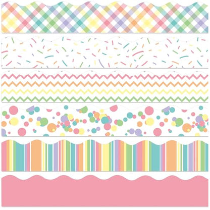 Containlol 118ft Bulletin Board Border Classroom Border, Macaron Pastel - style: Macaron Pastel