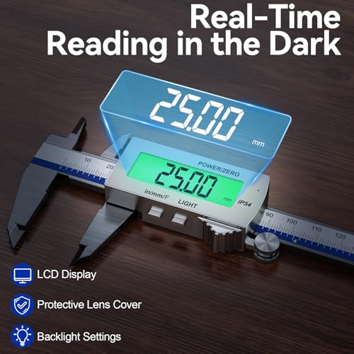 Preciva Backlight Digital Caliper, 6 Inch Rechargeable Electronic Micrometer with IP54 Waterproof and Large LCD Screen Conversions for in/MM/F Precision Measuring Tool for DIY/Professional Use - color: Blue