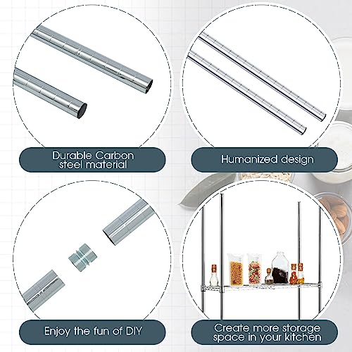 Thyle 4 Pack 54-Inch Wire Shelving Posts with 50 Clip, Chrome Steel, Sliver - color: Sliver, size: 54''
