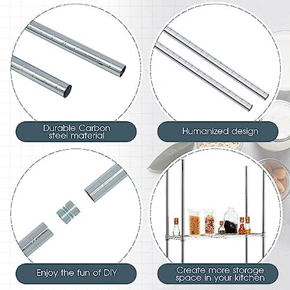 Thyle 4 Pack 54-Inch Wire Shelving Posts with 50 Clip, Chrome Steel, Sliver - color: Sliver, size: 54''