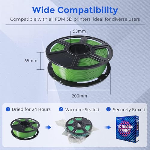 FLASHFORGE PETG Pro Filament 1.75mm Green, 3D Printer Filament 1kg (2.2lbs) Spool, Dimensional Accuracy +/- 0.02mm, 3D Printing Filament for Various Mechanical Parts, Waterproof Parts - color: Green