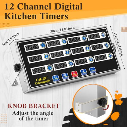 Relaxweex 1 Pack Commercial Digital Kitchen Timer for Cooking, 12 Channel - color: Black, size: 12 Chanels