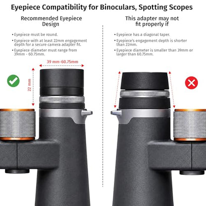 Universal Spotting Scope Phone Adapter, Single Grip, Made in USA