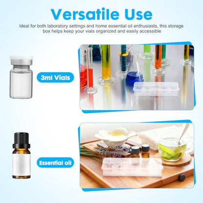 24-Slot Vial Holder for Fridge, Stackable 3mL Plastic Storage Case for Peptide & Insulin, Semi-Transparent Organizer Box Container with Lid for Essential Oils, Microtubes and Vials - size: 17.40X4.70X4.10CM