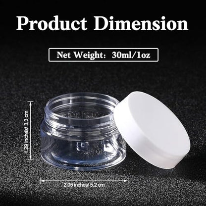 SATINIOR 24 Pcs Clear Plastic Jars with White Lids,1oz - color: White Lid, size: 1 oz