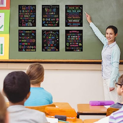 Faccito 12 Pcs Math Poster for Classroom Wall 10x12, Blackboard, Black - color: Black, style: Blackboard