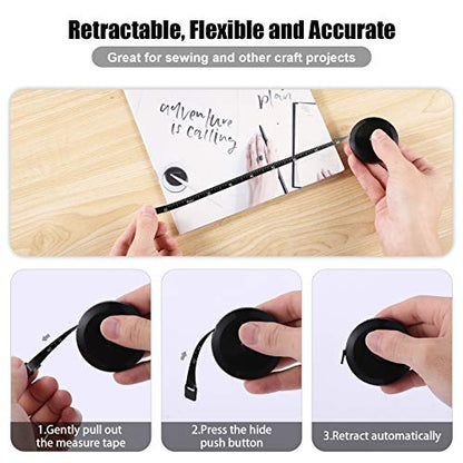 Tape Measure Body Measuring Tape, Retractable 60 Inch Soft Mini Measuring Tape, Small Sewing Fabric Tape Ruler for Cloth Waist Medical Nursing Craft(3 Pack/Black) - color: Black Black Belt
