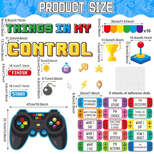 Growth Mindset Video Game Bulletin Board Set Back to School Classroom Decorations Things in My Control Game Controller Bulletin Board Positive Paper Cutouts for Home Chalkboard Door Wall Decor - style: Growth Mindset