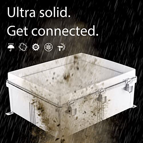 Gratury Junction Box, IP67 Waterproof Plastic Enclosure for Electrical Project, Hinged Transparent Cover, Includes Mounting Plate and Wall Bracket - color: Transparent, size: 20"×16.1"×7.9"