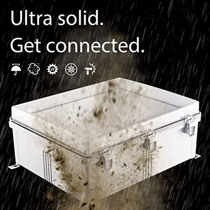 Gratury Junction Box, IP67 Waterproof Plastic Enclosure for Electrical Project, Hinged Transparent Cover, Includes Mounting Plate and Wall Bracket - color: Transparent, size: 20"×16.1"×7.9"