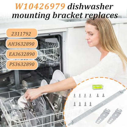 W10426979 24" Dishwasher Mounting Bracket Kit - Fits Granite & Quartz Countertops - Compatible with Whirlpool, KitchenAid,Maytag,Dishwasher Mounting Bracket,8269145,AP5607641,231179,AH3632890and More