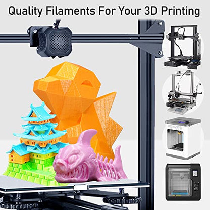 1.75mm Silk Shiny PLA Filament 6 in 1 Bright Colors Bundle Pack: Silk Yellow/Lime Green/Light Orange/Sky Blue/Pink/Cyan, Each Spool 250g, 6 Spools Packed, Total 1.5Kg 3D Printing Material MIKA3D - color: Yellow+lime Green+light Orange+sky Blue+cyan+pink