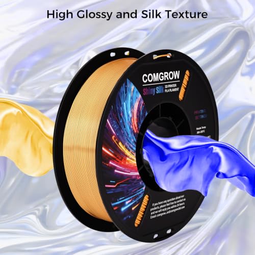 Comgrow Silk PLA 3D Printer Filament, Dual Color 2 in 1 Golden and Blue, 3D Printing PLA Filament 1.75mm, Dimensional Accuracy +/- 0.02 mm, 1KG Spool, Coextrusion Shiny Silk 3D Filament - color: Golden & Blue