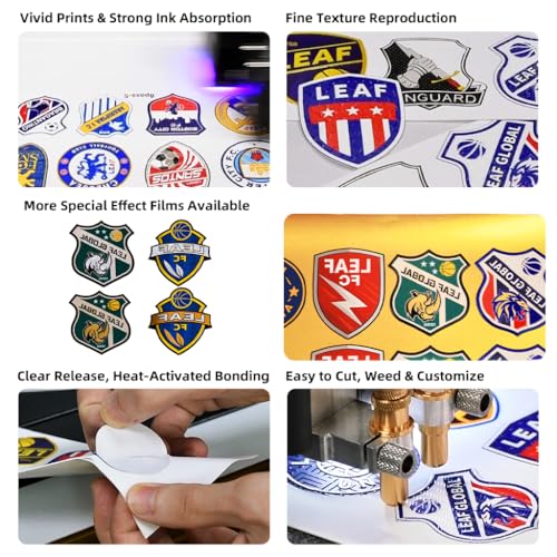 A3 11.5× 16.5Inch TPU Film 50Sheets For UV DTF Printer Or UV Flatbed Printer Printing With Heat Transfer Hot Melt Adhesive Wordcup Football Jersey Logo Patch Silicon 3D TPU UV Film White