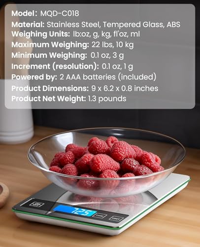Nicewell Food Scale 22lb Digital Kitchen Scale for Cooking Baking - color: Silver