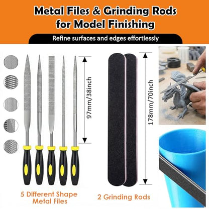 Precision 3D Printer Tool Kit, 30 PCS Model Cleaning & Finishing Set with Needle Files, Cleaning Needles, Precision Trimming Tool, Tweezers, Scrapers & Brushes for 3D Print Post Processing