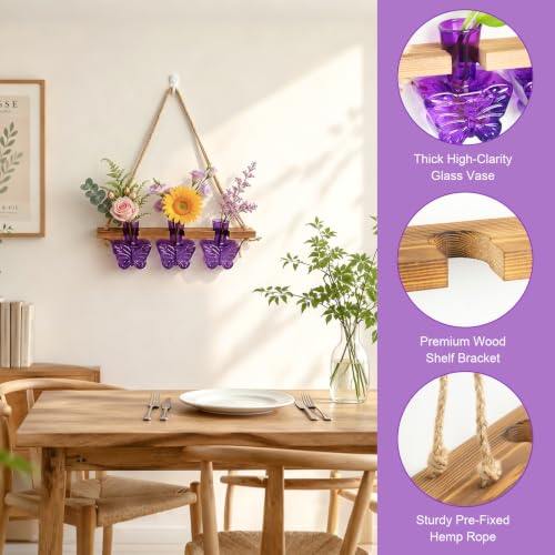 XXXFLOWER Plant Propagation Station Hanging Butterfly Shaped Vase Purple - color: Purple-3 Butterfly Vase