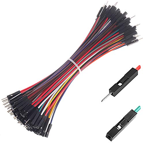 Hellotronics Premium Breadboard Jumper Wires - Male to Male, Female to Female, Square Head, 0.1'' 24AWG, 10 Colors, 100-Pack (15CM, MMx40 + MFx40 + FFx40) - color: MMx40 + MFx40 + FFx40, 6'' Length, size: Length 6'' / 15CM