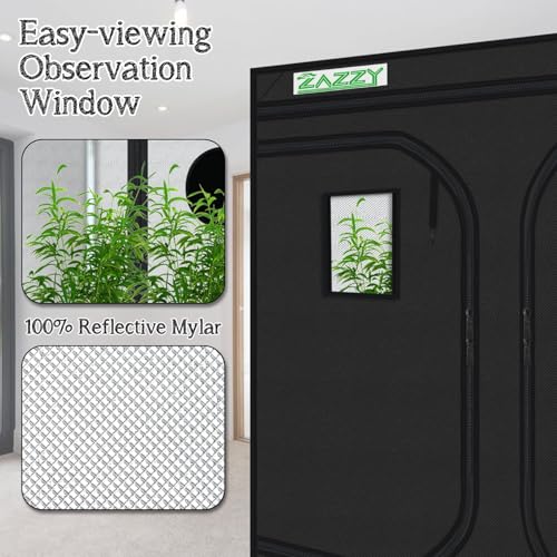 zazzy 8x8 Large Grow Tent 96"x96"x78" High Reflective Mylar Growing Tent - size: 96"x96"x78"