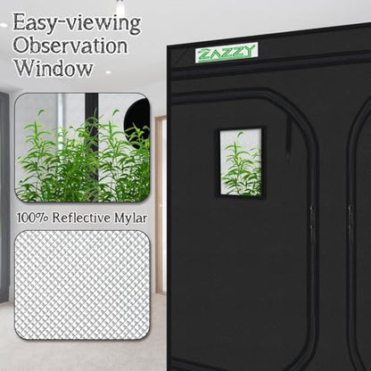 zazzy 8x8 Large Grow Tent 96"x96"x78" High Reflective Mylar Growing Tent - size: 96"x96"x78"