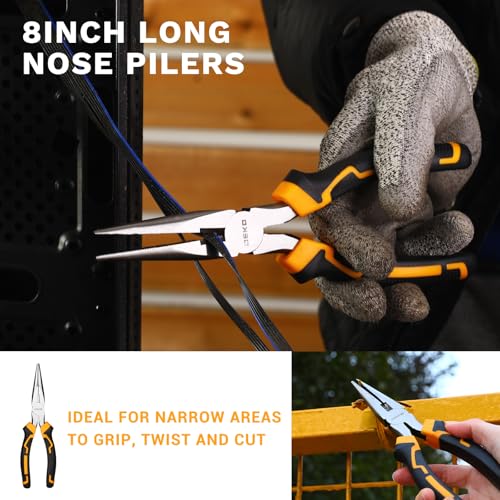 6PCS Pliers Set, 10" Water Pump Plier 8" Slip Joint/Linesman/Long Nose Plier 6" Diagonal 8" Adjustable Wrench | Premium CR-V Tools with Storage Bag for Home Repair, Workshop & DIY Professional Use