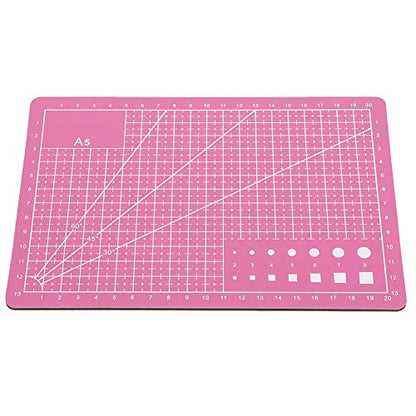 Clear Cutting Mat Sewing Self Healing Sewing Mat Pad A5 Mini Metric Cutting Mats For Crafts Cutting Board for DIY Handmade Quilting Sewing and Arts & Crafts Projects Tool (Pink)