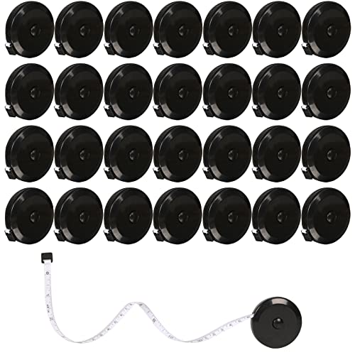30 Pack Retractable Tape Measure Body Measuring Tape for Sewing, Fabric - color: Black