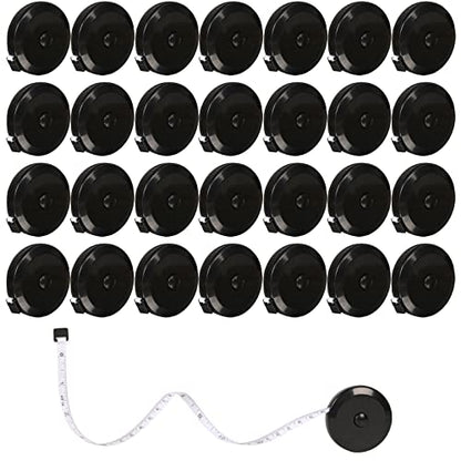 30 Pack Retractable Tape Measure Body Measuring Tape for Sewing, Fabric - color: Black