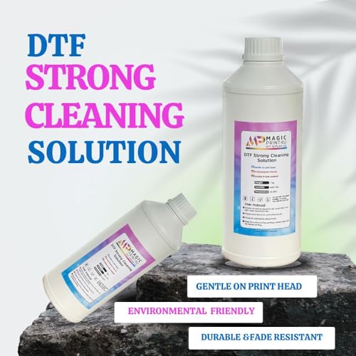 DTF Strong Cleaning Solution 1000ml Heavy Duty Printhead Cleaner for Direct to Film Printers Anti Clog Maintenance Fluid for I3200 A1, I1600 A1, L1800, XP-15000, ET-8550 - size: Strong Cleaning Solution-1L
