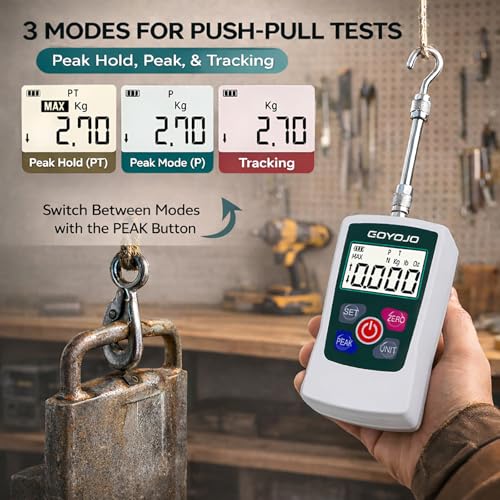 500N Digital Force Gauge High-Precision Trigger Pull Gauge for Tension & Compression Testing (N, kg, lb, oz) Push-Pull Meter with Real-Time/Peak/First Peak Modesfor Quality Control & Material Testing - color: 500N