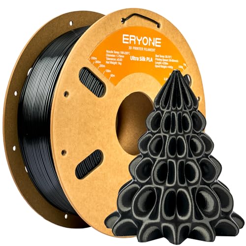 ERYONE Silk Filament PLA+ 1.75mm Upgraded Shiny 3D Printer Filament, Gloss Finish, Fit Most FDM Printer Stable Printing,1kg (2.2LBS)/Spool, Black - color: Silk Pla+ Black