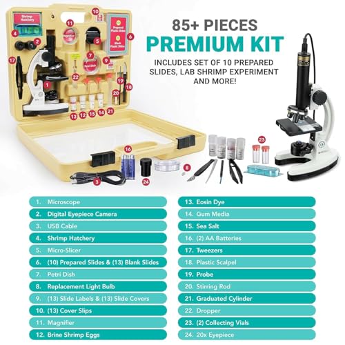AmScope M40-PS25W Premium 85+ Piece Microscope, Color Camera