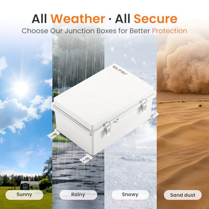 QILIPSU Junction Box IP67 Waterproof Plastic Electrical Enclosure Outdoor Weatherproof Project Electric Box with Mounting Plate, Wall Brackets, Hinged Grey Cover 11.2"x7.7"x5.1" - color: Grey Cover, size: 11.2"x7.7"x5.1"
