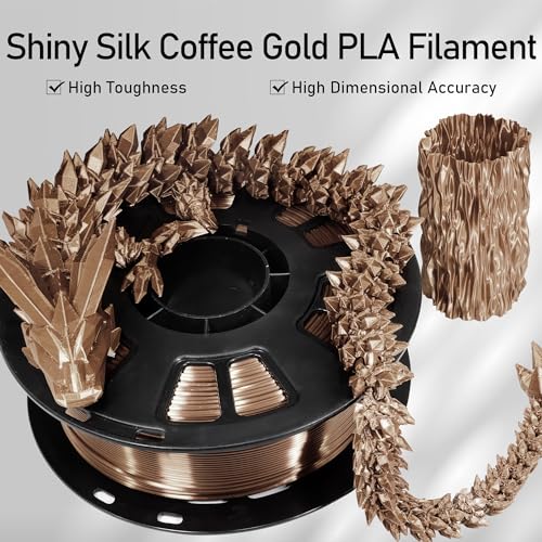 Silk Coffee PLA Satin Shiny 3D Printer Filament, 1.75mm Diameter 1kg Spool 2.2lbs for FDM 3D Printers - color: Coffee