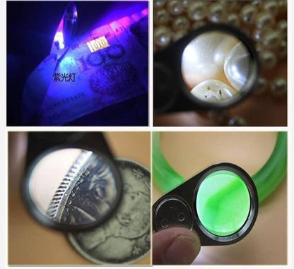 Othmro 1Pcs 40X Magnifying Glass with Light, Diameter 0.98inch Metal LED Illuminated Jewelry Magnifier, Pocket Folding Magnifying Glass, Round Mini Microscope Jewelers Eye Loupe Gauge for Stamps Black - color: B 40x/25mm