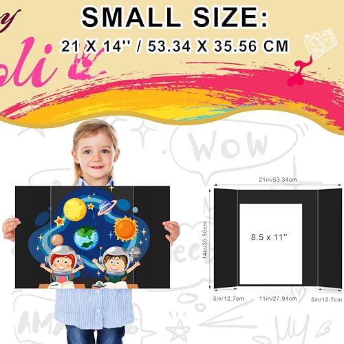HAUTOCO 3 Pcs Small Trifold Poster Board 21'' x 14'' Project Boards - color: Black, size: 21 x 14 inches