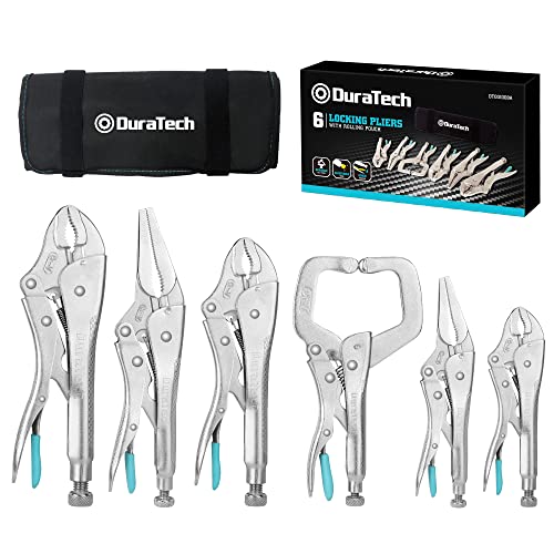 DURATECH 6PCS Locking Pliers, Long Nose Jaw and C-Clamp Vice Grip Pliers