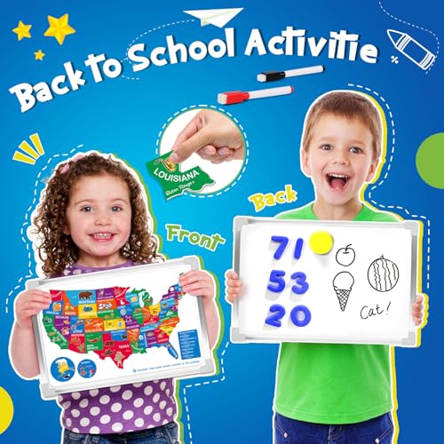 UOMTFAI Pretend Play Teacher Set, Kids Pretend Teacher Playset with Whiteboard Learning Clock Magnetic Numbers and Map Puzzles, Pretend Play Teaching Toys Learning Education Toys for Kids