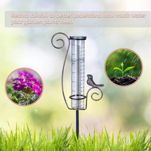 Rain Gauge Outdoor, 7 Inch Rain Gauges for Measuring Precipitation - color: Iron Bird