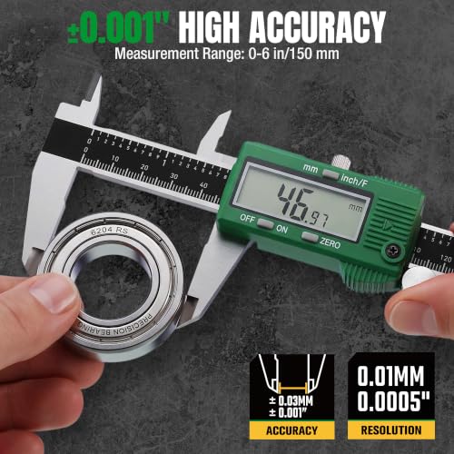 SK 6'' Digital Calipers, Vernier Caliper Measuring Tool, ±0.001" Accuracy