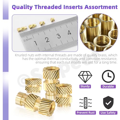 Swpeet 595Pcs M2 M2.5 M3 M4 M5 12.9 Alloy Steel Hex Socket Screws and Brass Threaded Inserts with Nuts Washers Wrench Assortment Kit, Black Zinc Plated Hex Socket Screws Nuts Washers - style: N1