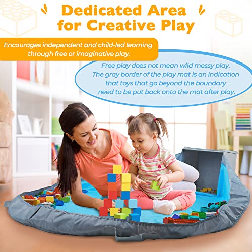 SAM AND MABEL Toy Storage Organizer with Detachable Play Mat – 13" x 13" x 13" Storage Box for Kids' Playroom, Stackable and Foldable Nursery Fabric Bin (Pebble Gray) - color: Pebble Gray