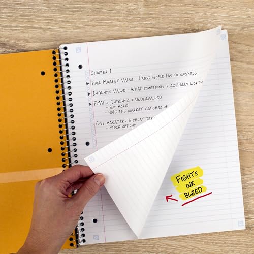 Five Star Spiral Notebook + Study App, 1 Subject, College Ruled Paper, 8.5" x 11", 100 Sheets, Assorted Colors, 6 Pack (38052)